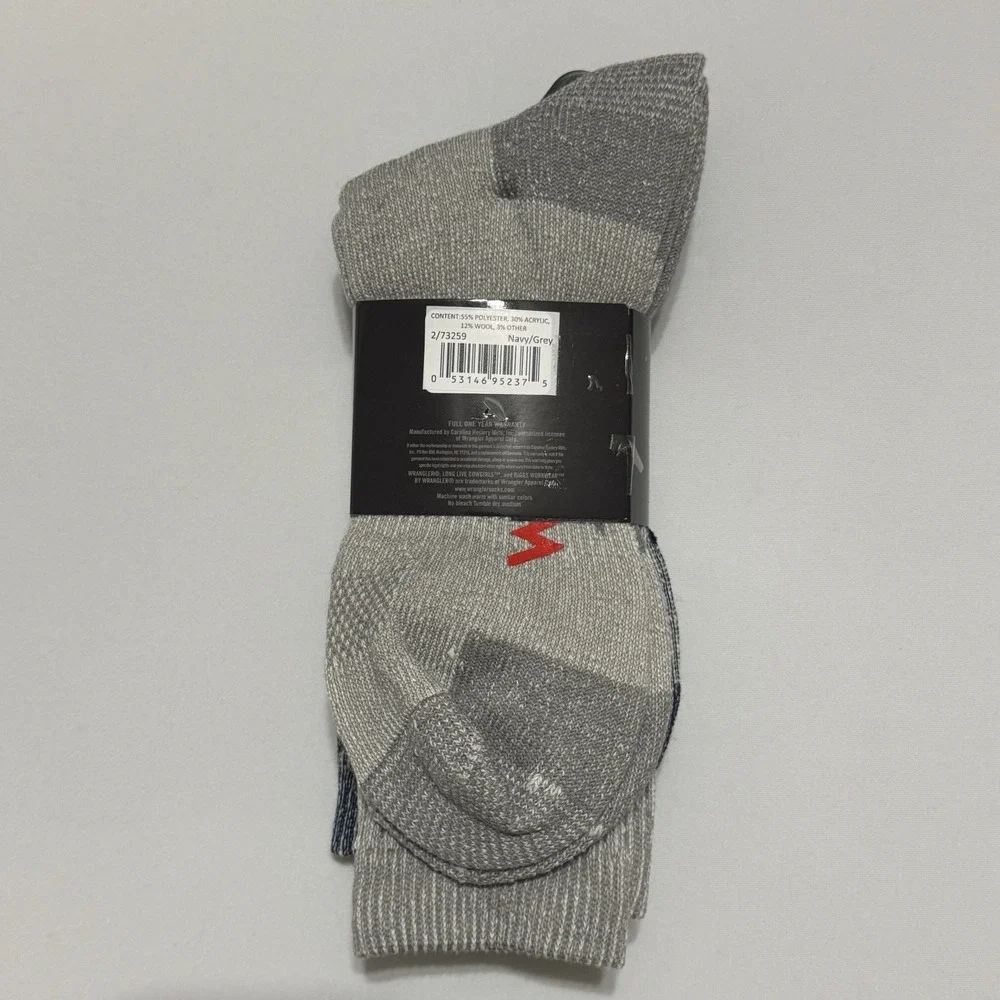 WRANGLER Mens Socks Crew ATG All Terrain Gear Boot Wool 2 Pair Shoe Size 9-13‎